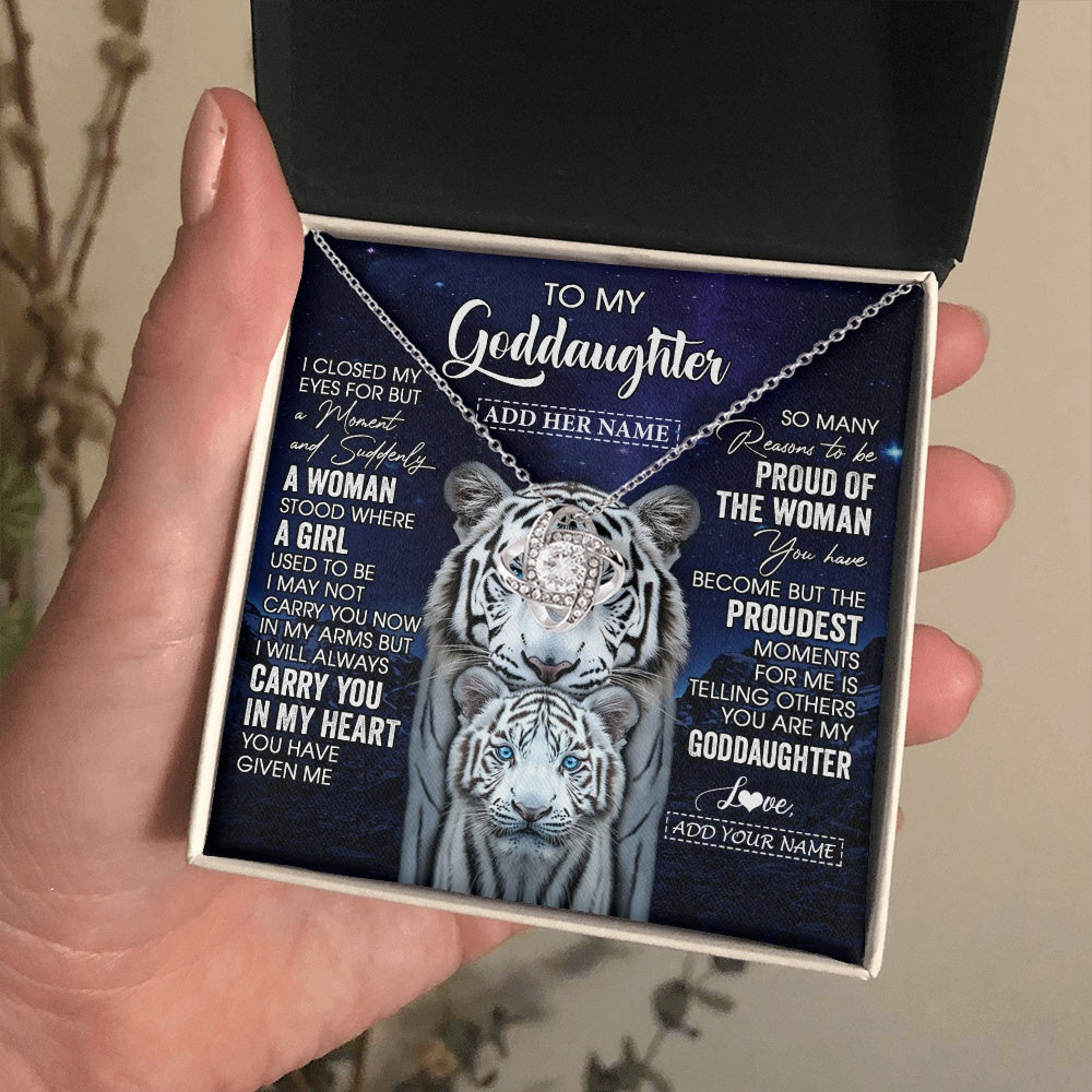 Personalized To My Goddaughter Necklace From Godmother Uncle I Close My Eyes White Tiger Goddaughter Birthday Gift Christmas Gift Box Message Card
