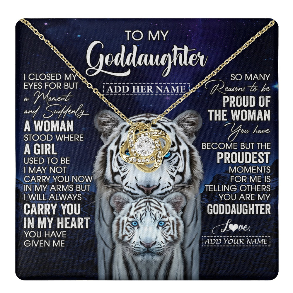 Personalized To My Goddaughter Necklace From Godmother Uncle I Close My Eyes White Tiger Goddaughter Birthday Gift Christmas Gift Box Message Card