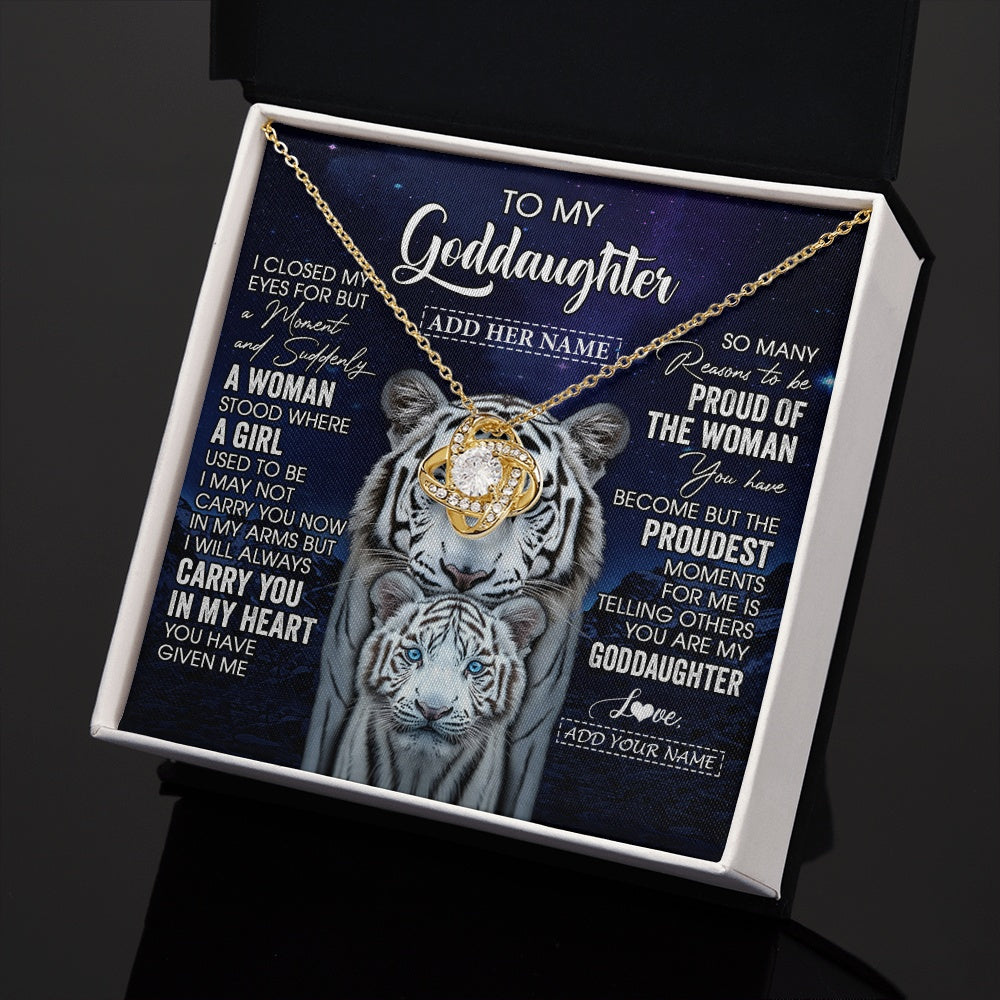 Personalized To My Goddaughter Necklace From Godmother Uncle I Close My Eyes White Tiger Goddaughter Birthday Gift Christmas Gift Box Message Card