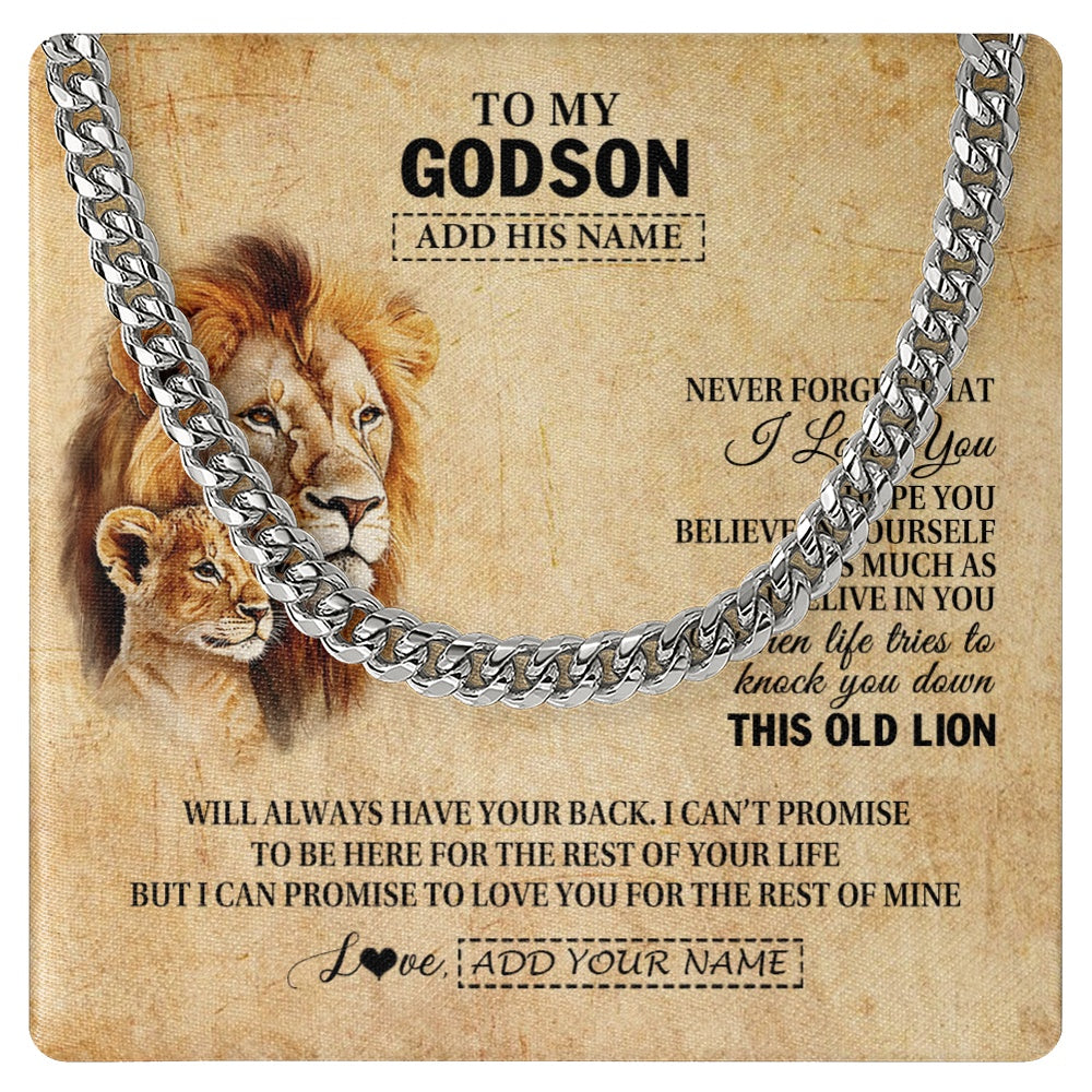 Personalized To My Godson Gifts From Godfather Uncle Lion Necklace I Love You Godson Birthday Gifts Graduation Christmas Customized Gift Box Message Card