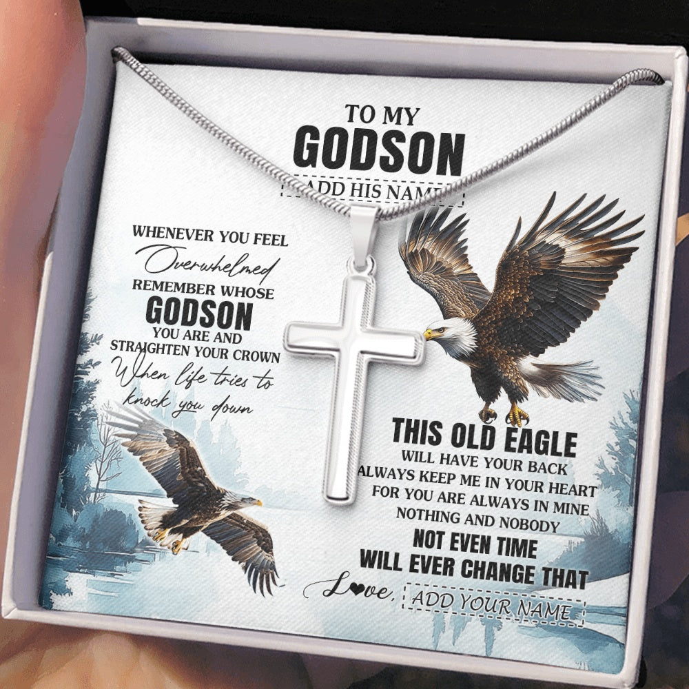 Personalized To My Godson Gifts Necklace From Godmother Uncle Whenever Eagle Unique Birthday Gifts For Godson Christmas Custom Keepsake Gift Box Message Card