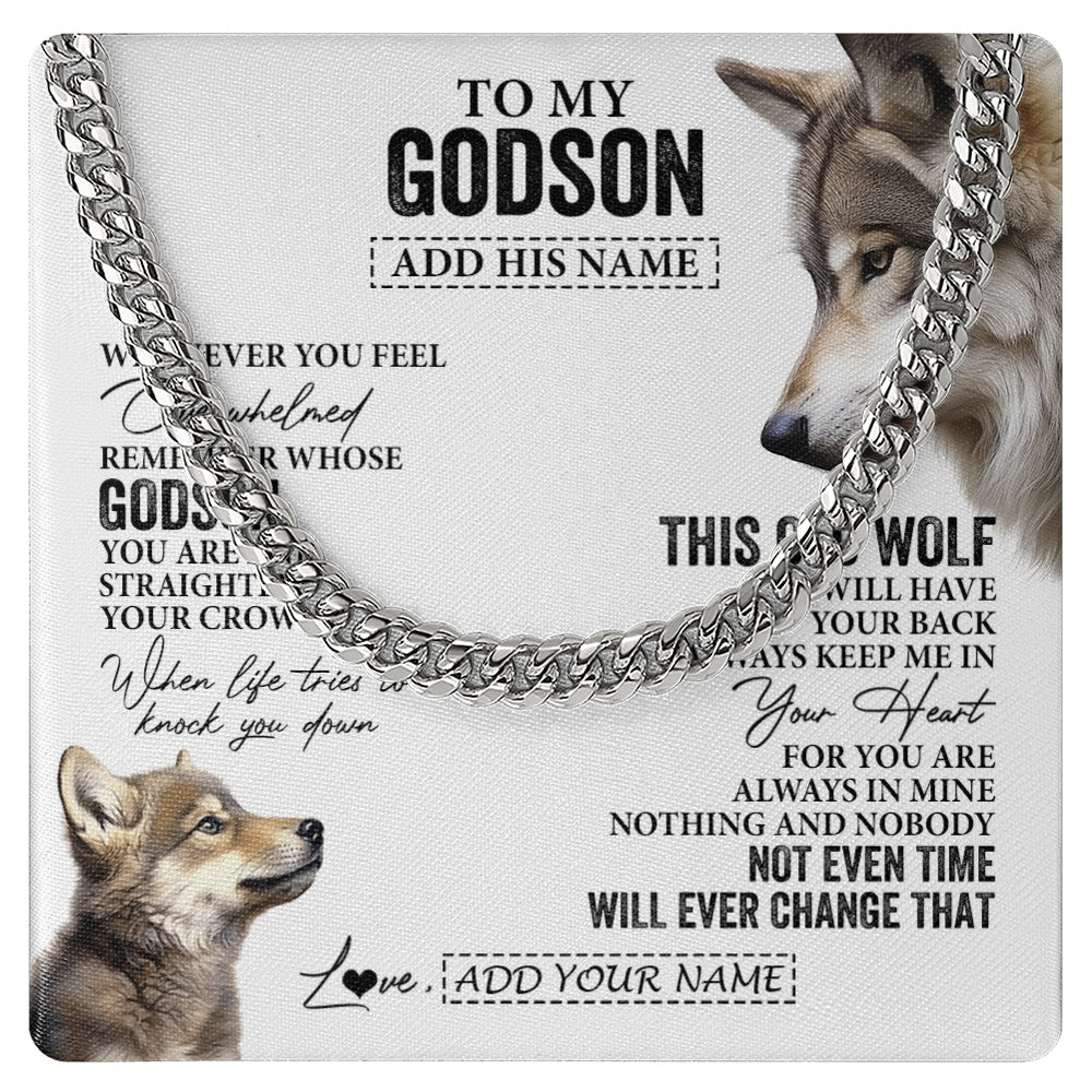 Personalized To My Godson Gifts Necklace From Godmother Uncle Whenever Wolf Unique Birthday Gifts For Godson Graduation Christmas Custom Gift Box Message Card