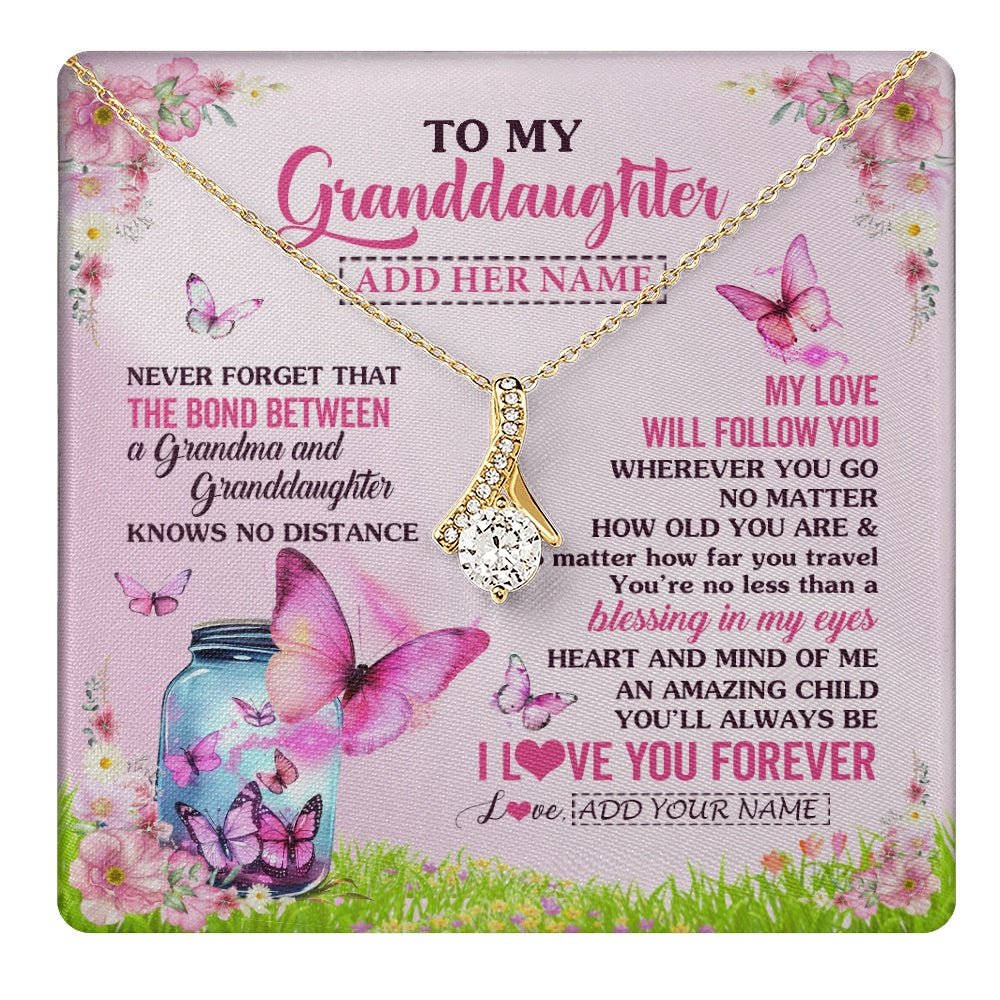 Personalized To My Granddaughter Butterfly Necklace From Grandma The Bond Between Granddaughter Birthday Gifts Graduation Christmas Gift Box Message Card