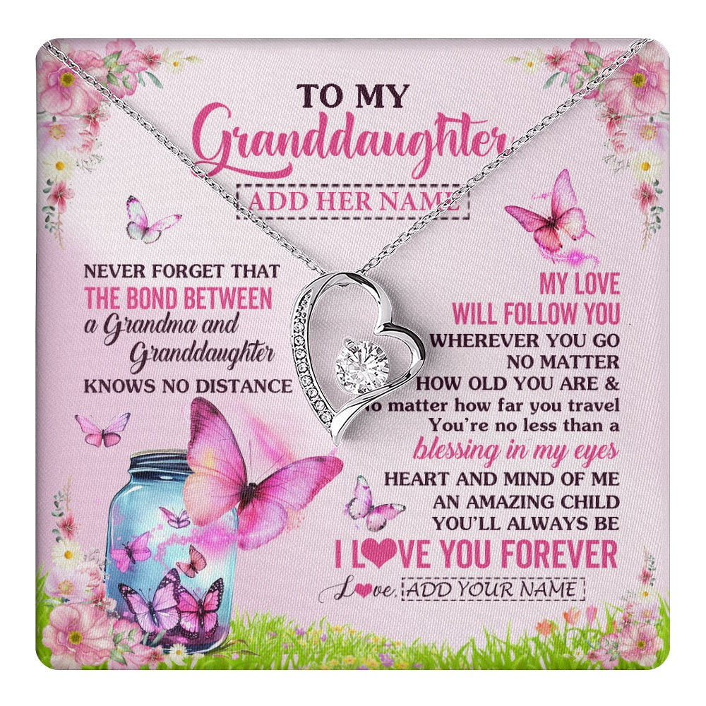 Personalized To My Granddaughter Butterfly Necklace From Grandma The Bond Between Granddaughter Birthday Gifts Graduation Christmas Gift Box Message Card