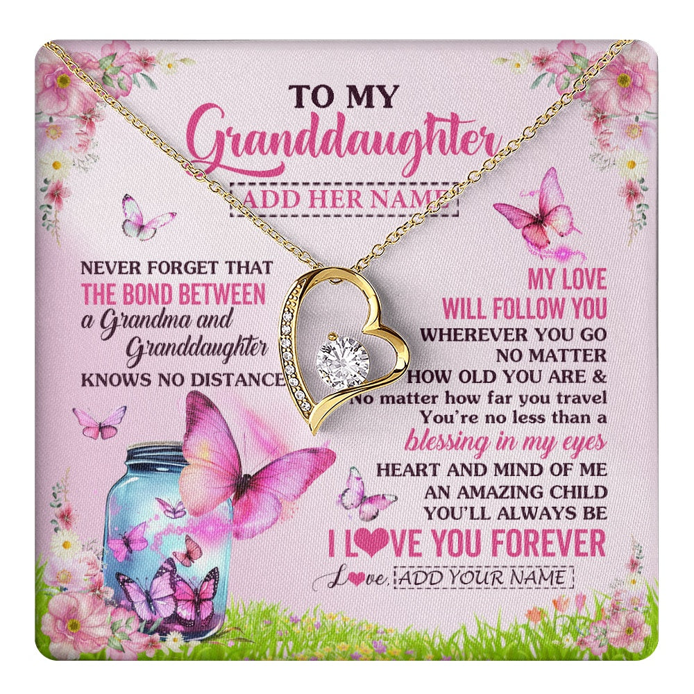 Personalized To My Granddaughter Butterfly Necklace From Grandma The Bond Between Granddaughter Birthday Gifts Graduation Christmas Gift Box Message Card