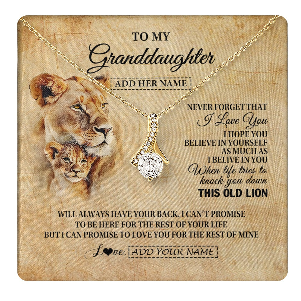 Personalized To My Granddaughter Gifts From Grandma Lion Necklace I Love You Granddaughter Birthday Gifts Graduation Christmas Custom Gift Box Message Card