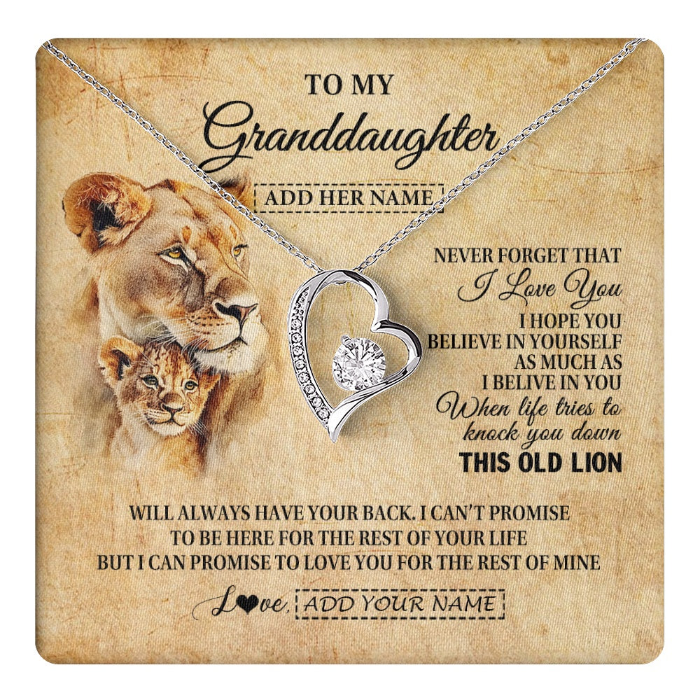 Personalized To My Granddaughter Gifts From Grandma Lion Necklace I Love You Granddaughter Birthday Gifts Graduation Christmas Custom Gift Box Message Card