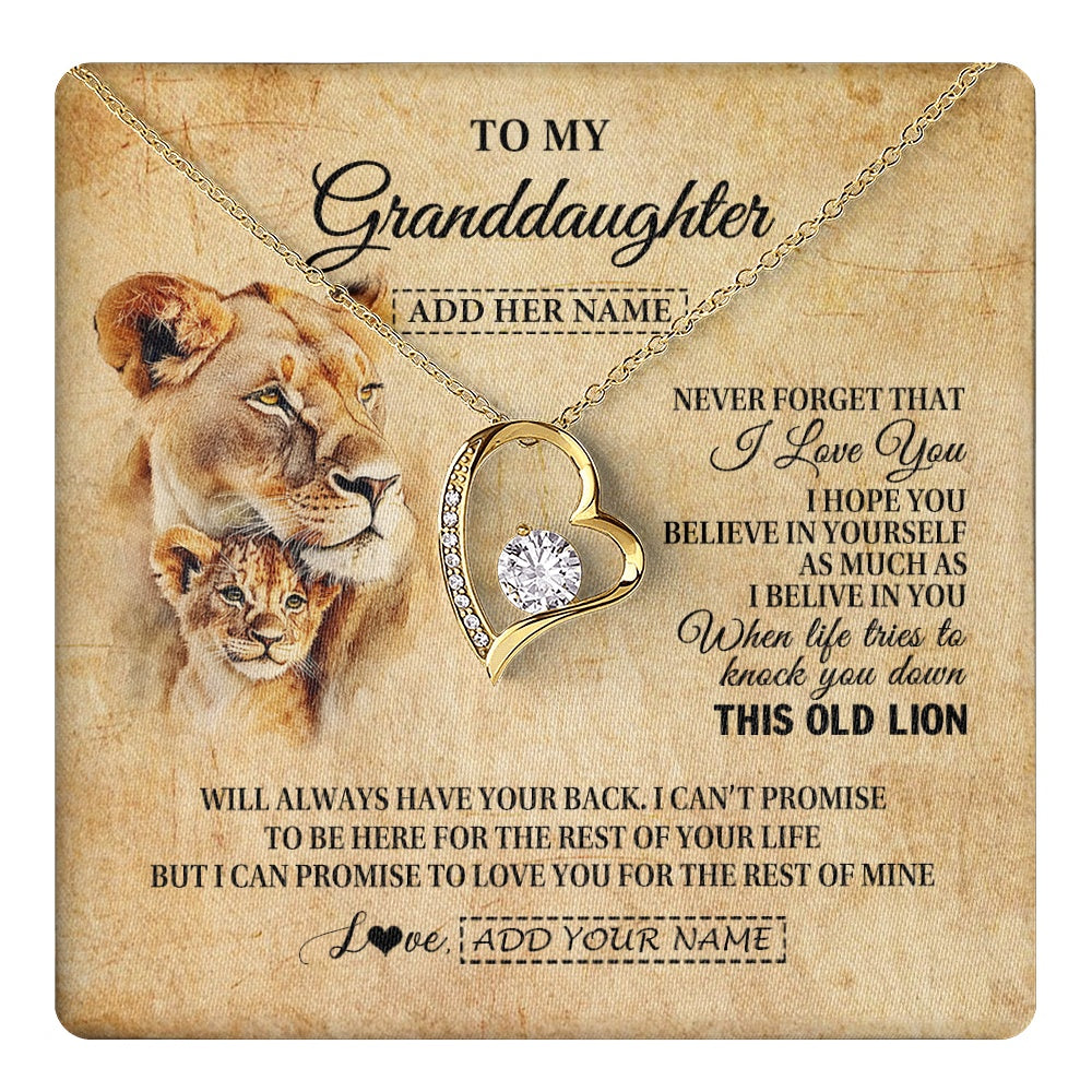 Personalized To My Granddaughter Gifts From Grandma Lion Necklace I Love You Granddaughter Birthday Gifts Graduation Christmas Custom Gift Box Message Card