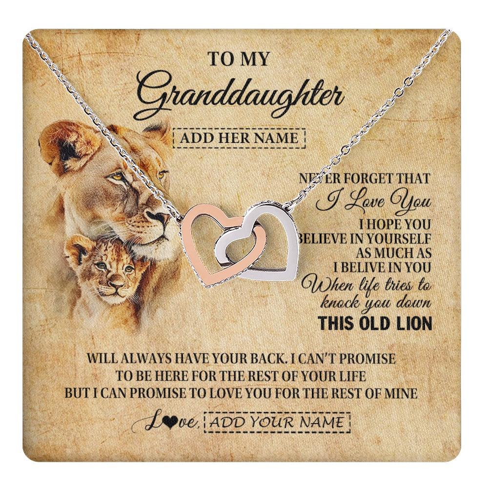 Personalized To My Granddaughter Gifts From Grandma Lion Necklace I Love You Granddaughter Birthday Gifts Graduation Christmas Custom Gift Box Message Card