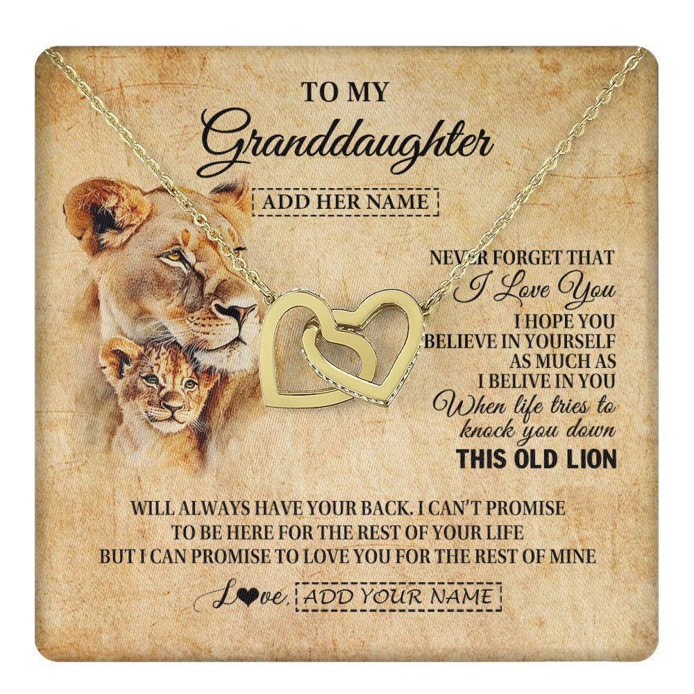 Personalized To My Granddaughter Gifts From Grandma Lion Necklace I Love You Granddaughter Birthday Gifts Graduation Christmas Custom Gift Box Message Card