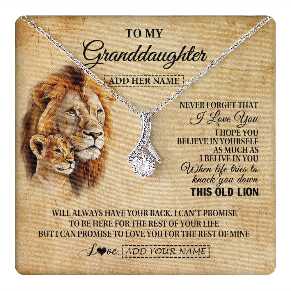 Personalized To My Granddaughter Gifts From Grandpa Lion Necklace I Love You Granddaughter Birthday Gifts Graduation Christmas Custom Gift Box Message Card