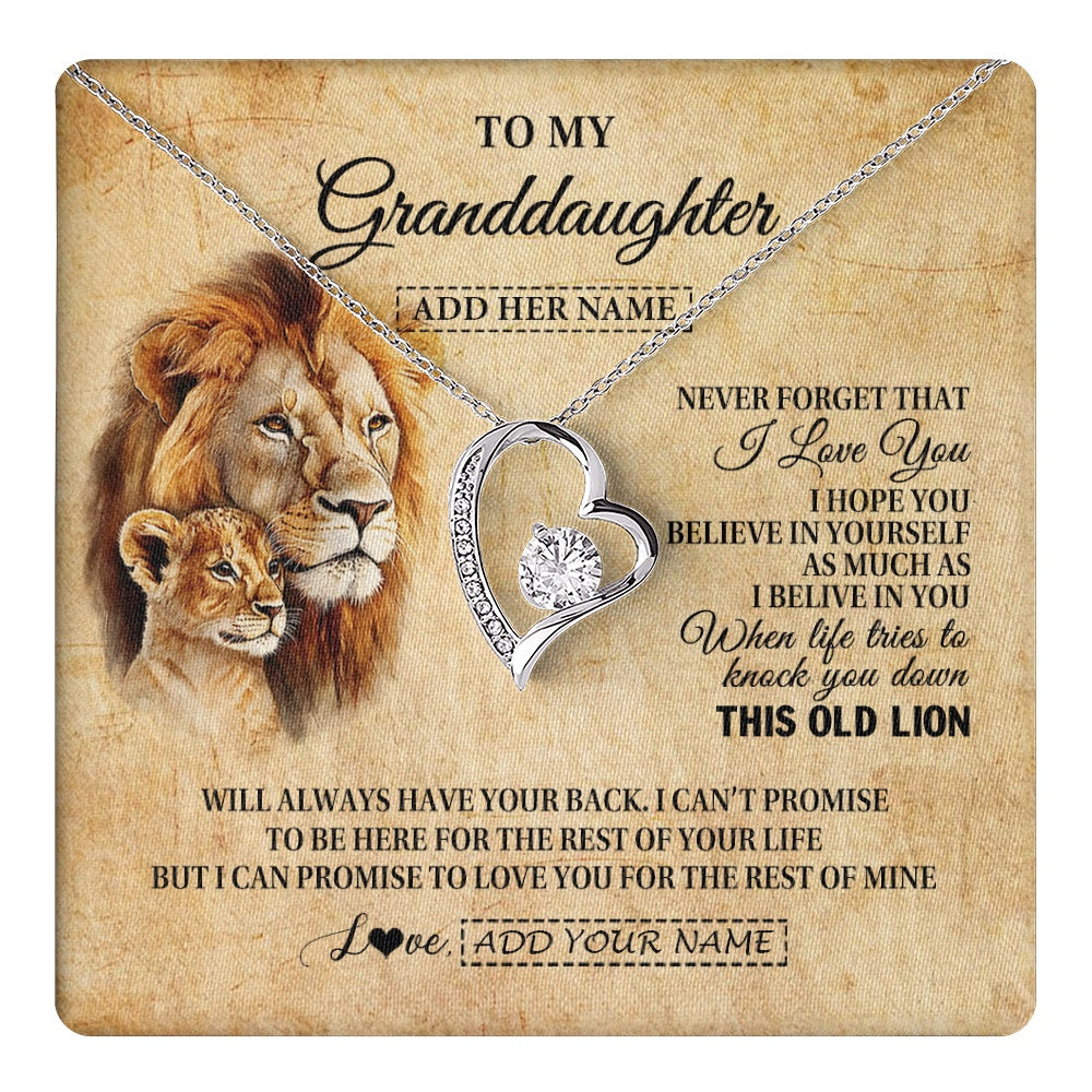 Personalized To My Granddaughter Gifts From Grandpa Lion Necklace I Love You Granddaughter Birthday Gifts Graduation Christmas Custom Gift Box Message Card