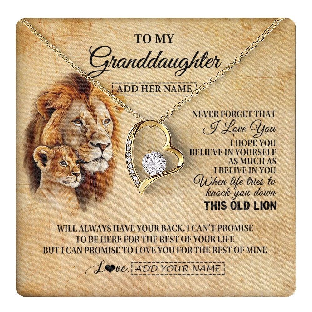 Personalized To My Granddaughter Gifts From Grandpa Lion Necklace I Love You Granddaughter Birthday Gifts Graduation Christmas Custom Gift Box Message Card