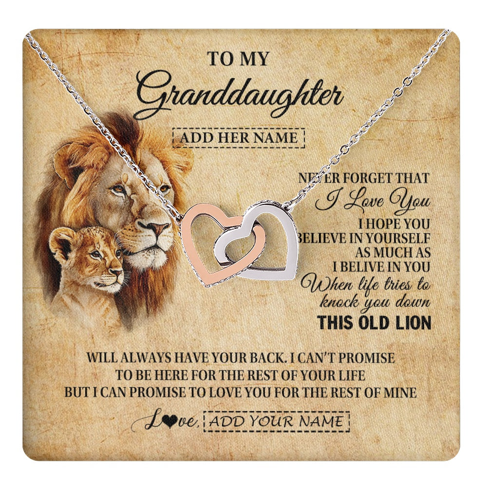 Personalized To My Granddaughter Gifts From Grandpa Lion Necklace I Love You Granddaughter Birthday Gifts Graduation Christmas Custom Gift Box Message Card