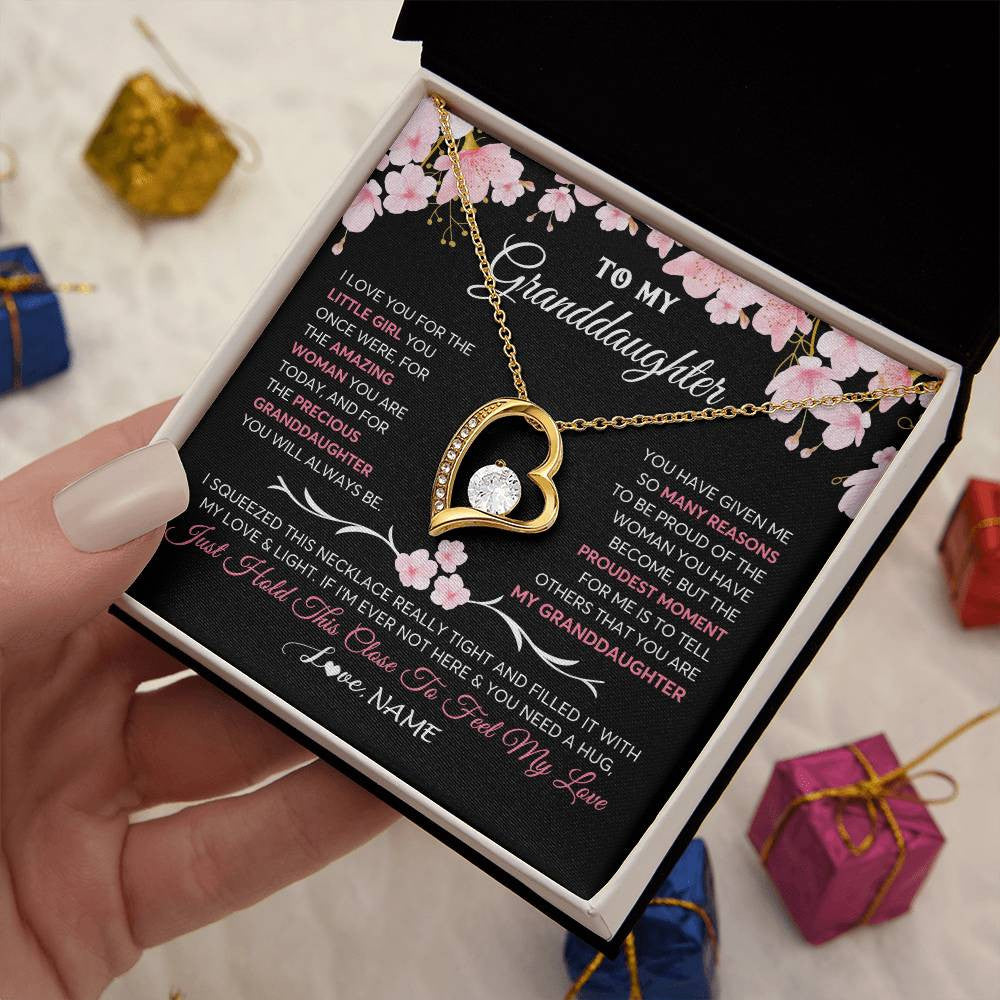 Personalized To My Granddaughter Gifts Necklace From Grandma Grandpa Love Precious Granddaughter Birthday Graduation Christmas Customized Gift Box Message Card