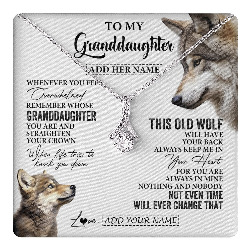 Personalized To My Granddaughter Gifts Necklace From Grandma Whenever Wolf Unique Birthday For Granddaughter Graduation Christmas Custom Gift Box Message Card