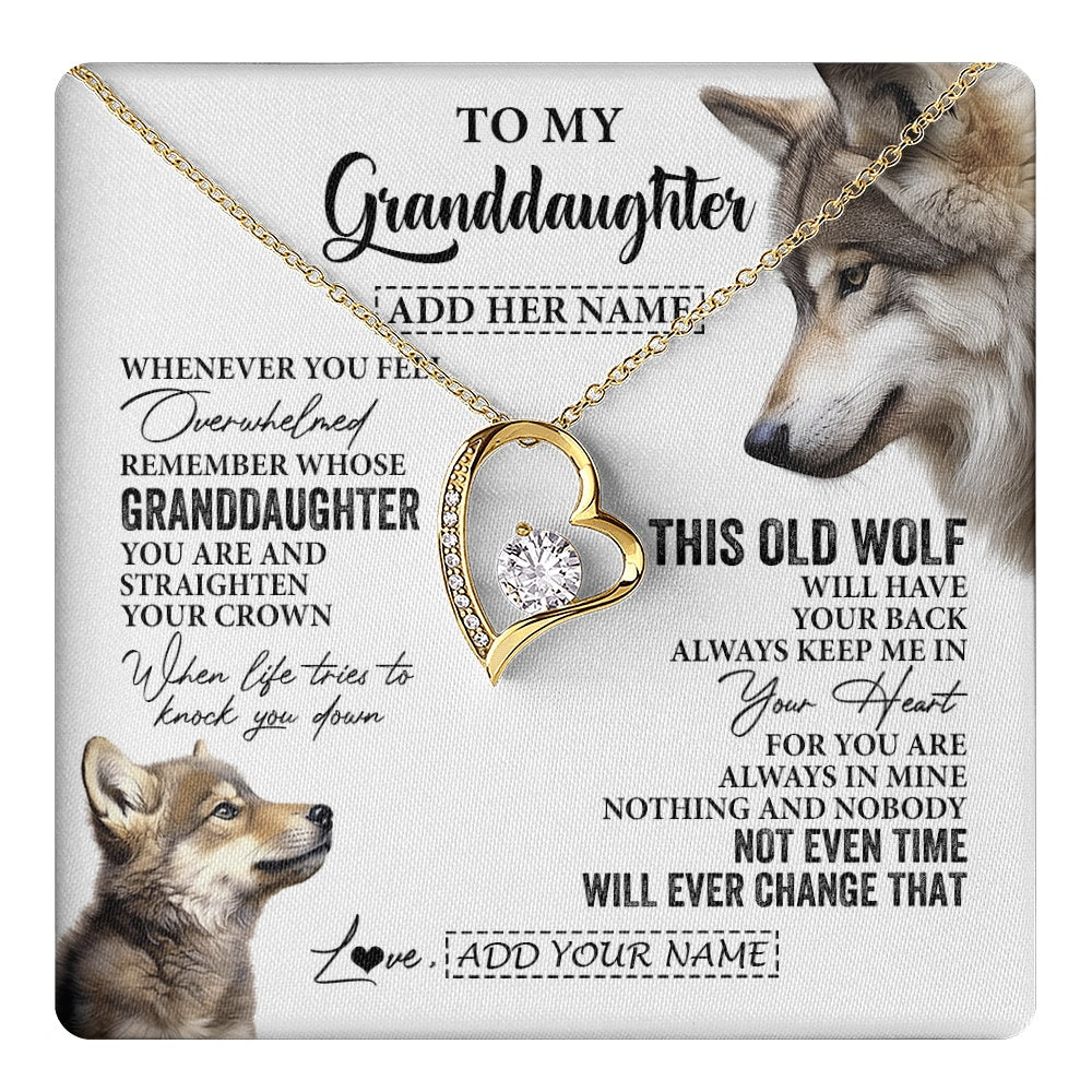 Personalized To My Granddaughter Gifts Necklace From Grandma Whenever Wolf Unique Birthday For Granddaughter Graduation Christmas Custom Gift Box Message Card