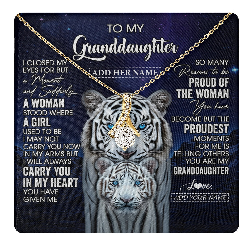 Personalized To My Granddaughter Necklace From Grandma Grandpa I Close My Eyes White Tiger Granddaughter Birthday Gift Christmas Gift Box Message Card