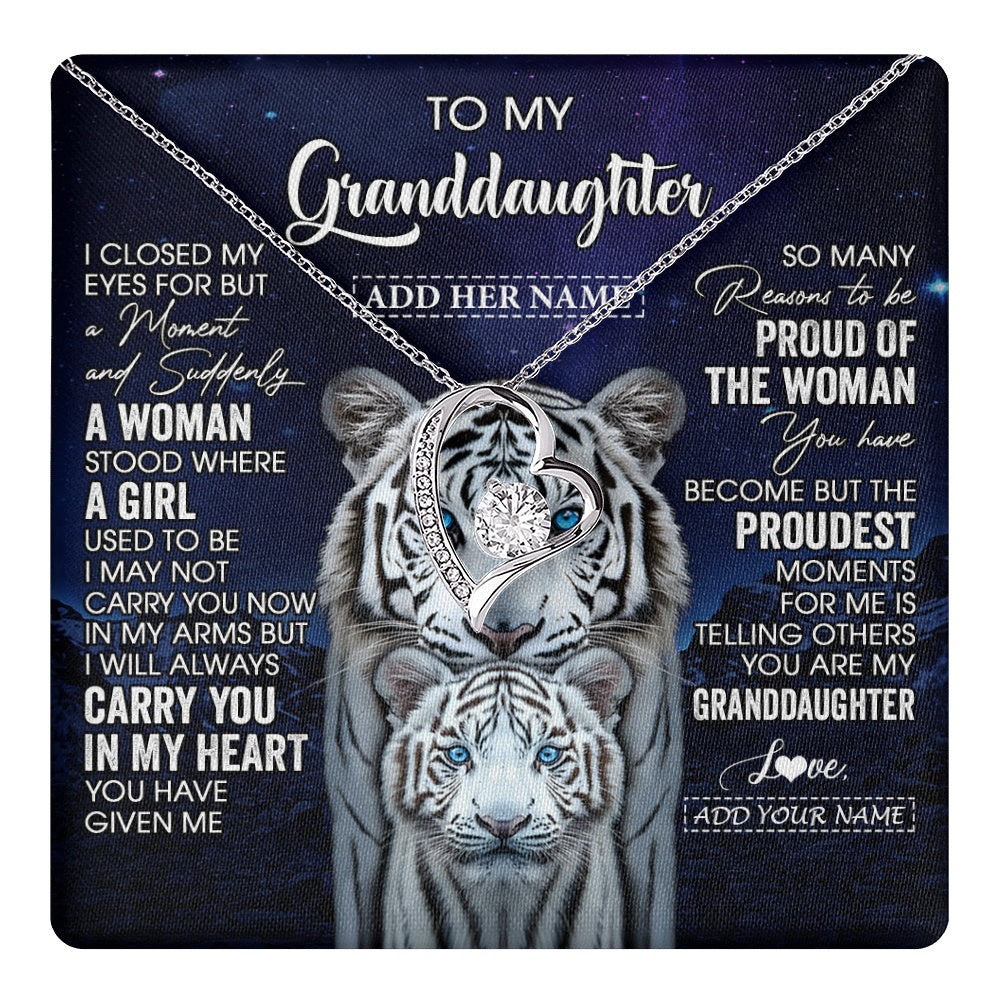 Personalized To My Granddaughter Necklace From Grandma Grandpa I Close My Eyes White Tiger Granddaughter Birthday Gift Christmas Gift Box Message Card