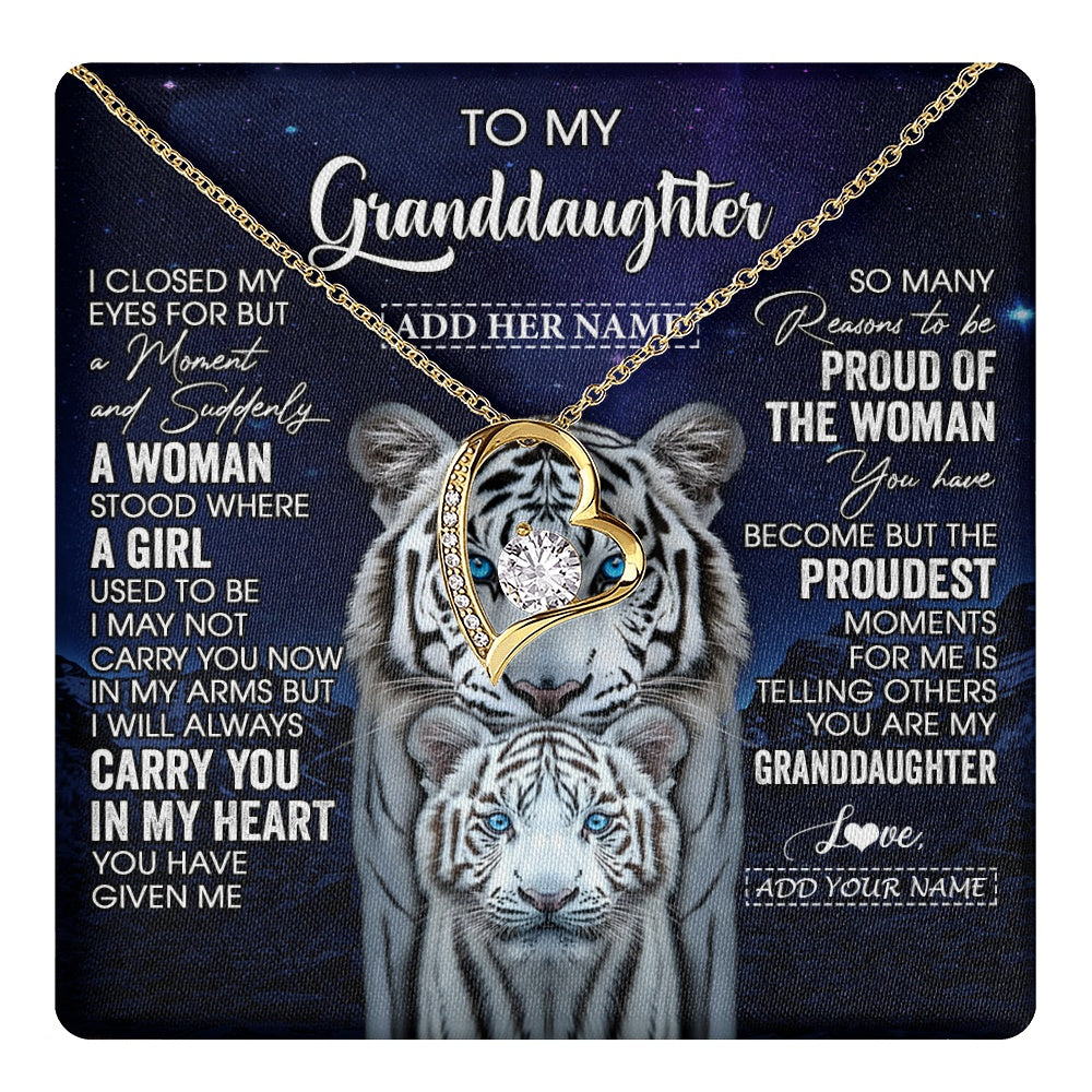 Personalized To My Granddaughter Necklace From Grandma Grandpa I Close My Eyes White Tiger Granddaughter Birthday Gift Christmas Gift Box Message Card