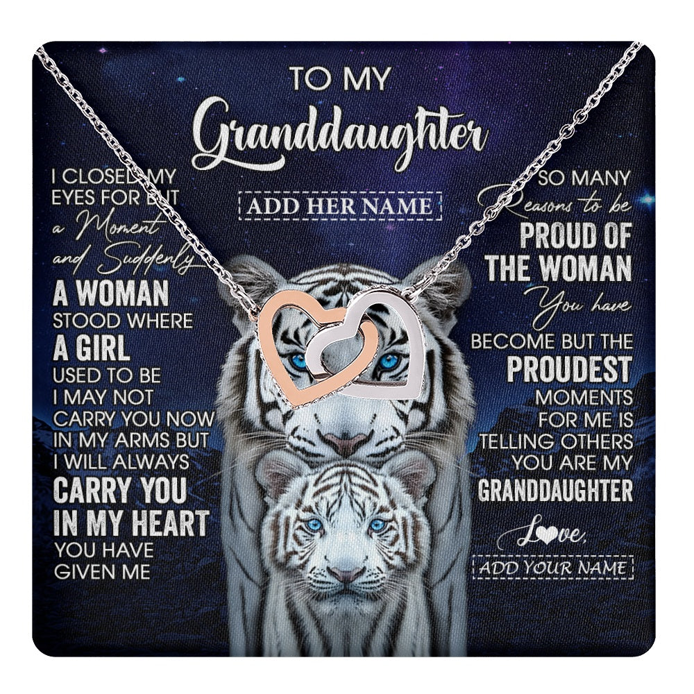 Personalized To My Granddaughter Necklace From Grandma Grandpa I Close My Eyes White Tiger Granddaughter Birthday Gift Christmas Gift Box Message Card