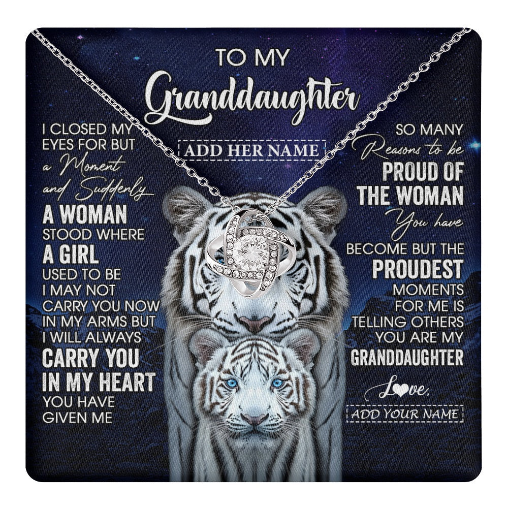Personalized To My Granddaughter Necklace From Grandma Grandpa I Close My Eyes White Tiger Granddaughter Birthday Gift Christmas Gift Box Message Card