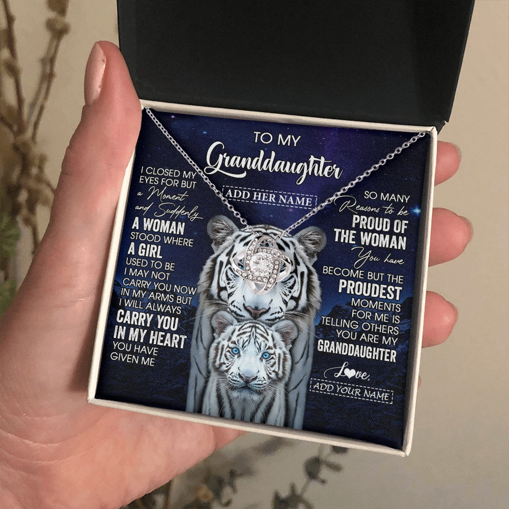 Personalized To My Granddaughter Necklace From Grandma Grandpa I Close My Eyes White Tiger Granddaughter Birthday Gift Christmas Gift Box Message Card