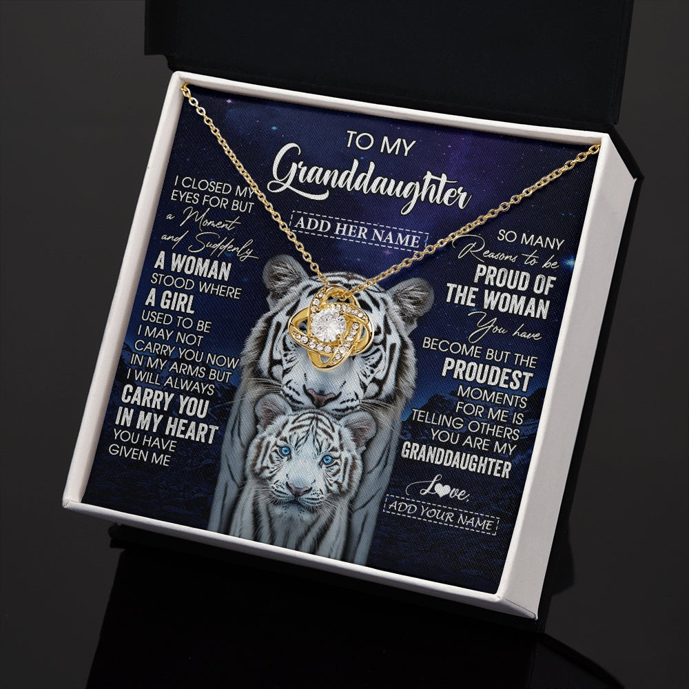 Personalized To My Granddaughter Necklace From Grandma Grandpa I Close My Eyes White Tiger Granddaughter Birthday Gift Christmas Gift Box Message Card