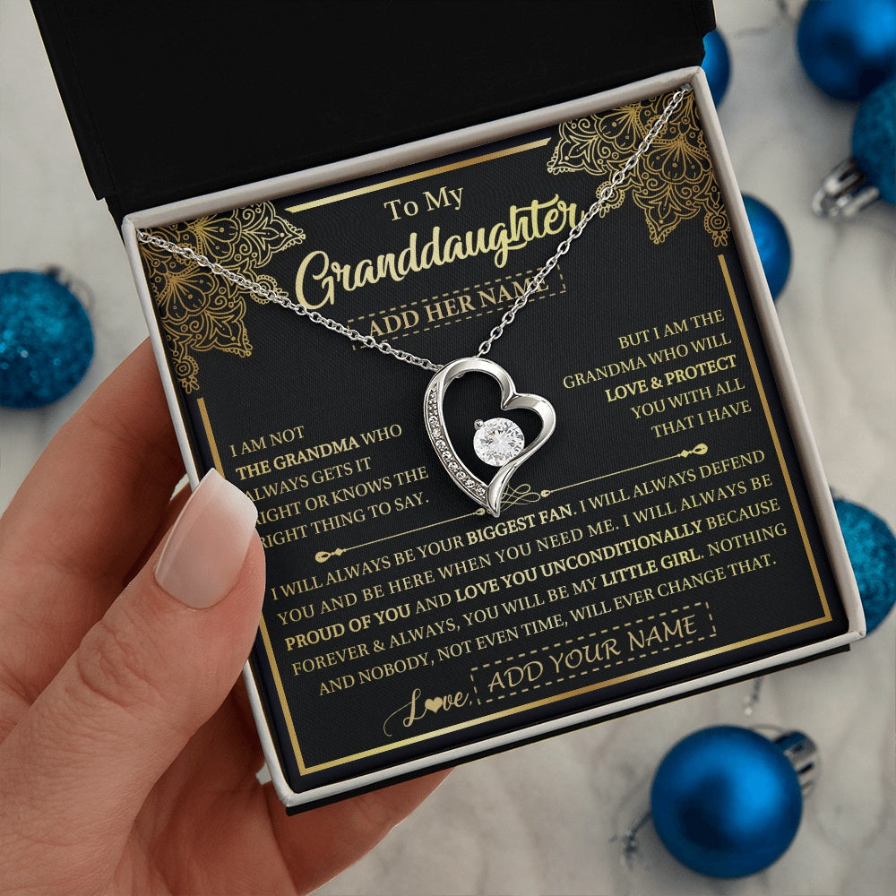 Personalized To My Granddaughter Necklace From Grandma Your Biggest Fan Birthday Gifts For Granddaughter Gifts Christmas Jewelry Custom Gift Box Message Card
