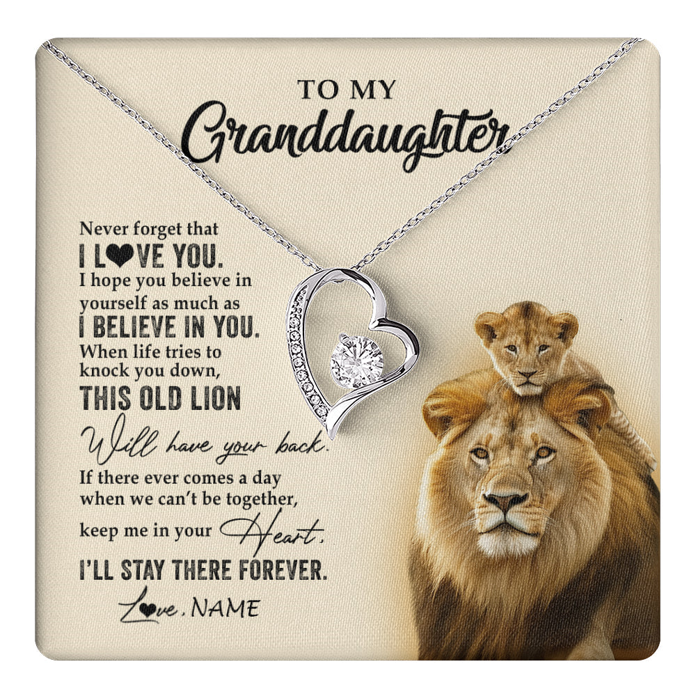 Personalized To My Granddaughter Necklace From Grandpa Papa This Old Lion Never Forget I Love You Jewelry Birthday Christmas Customized Gift Box Message Card