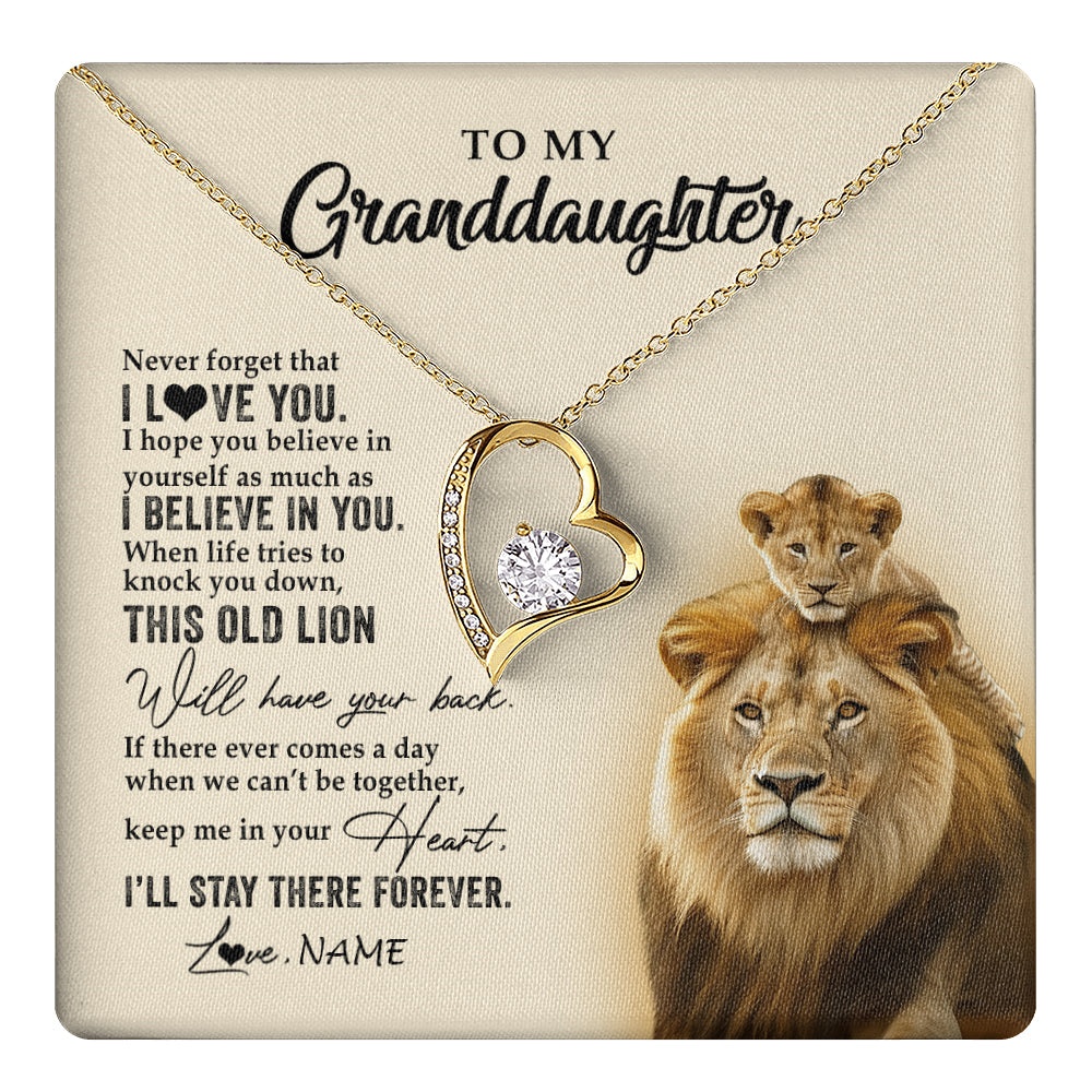 Personalized To My Granddaughter Necklace From Grandpa Papa This Old Lion Never Forget I Love You Jewelry Birthday Christmas Customized Gift Box Message Card