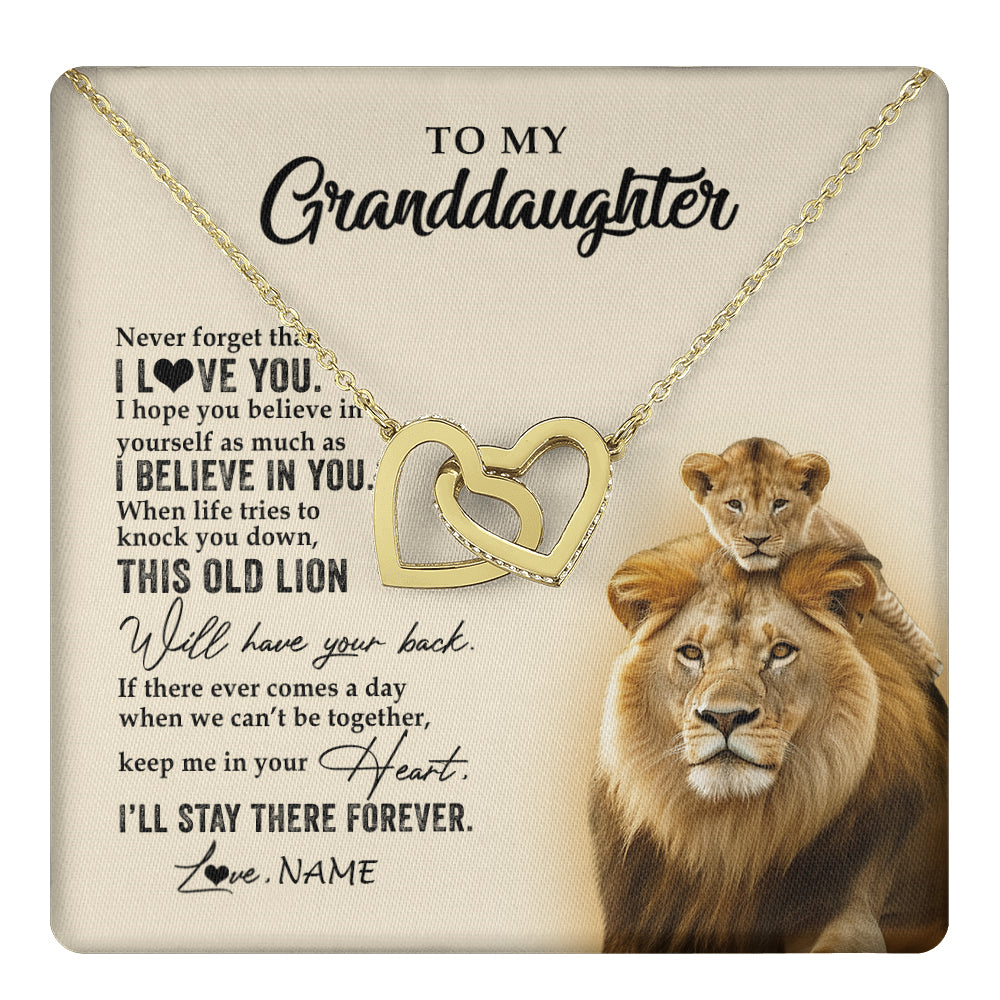 Personalized To My Granddaughter Necklace From Grandpa Papa This Old Lion Never Forget I Love You Jewelry Birthday Christmas Customized Gift Box Message Card