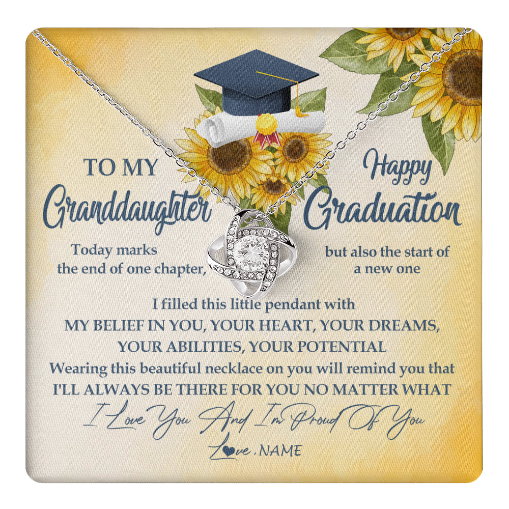 Personalized To My Granddaughter On Her Graduation Day Necklace Flower I Love You I'm Proud Of You Class of 2025 Jewelry Customized Gift Box Message Card