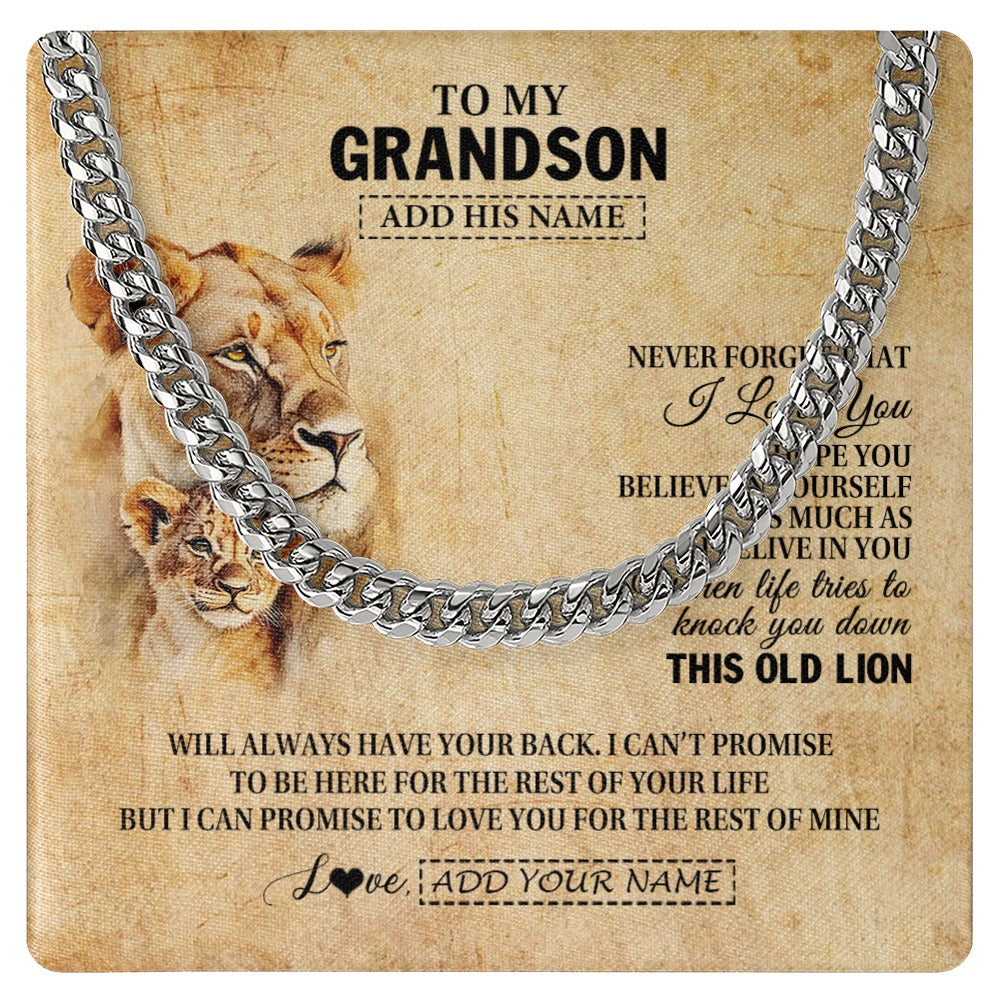 Personalized To My Grandson Gifts From Grandma Nana Lion Necklace I Love You Grandson Birthday Gifts Graduation Christmas Customized Gift Box Message Card