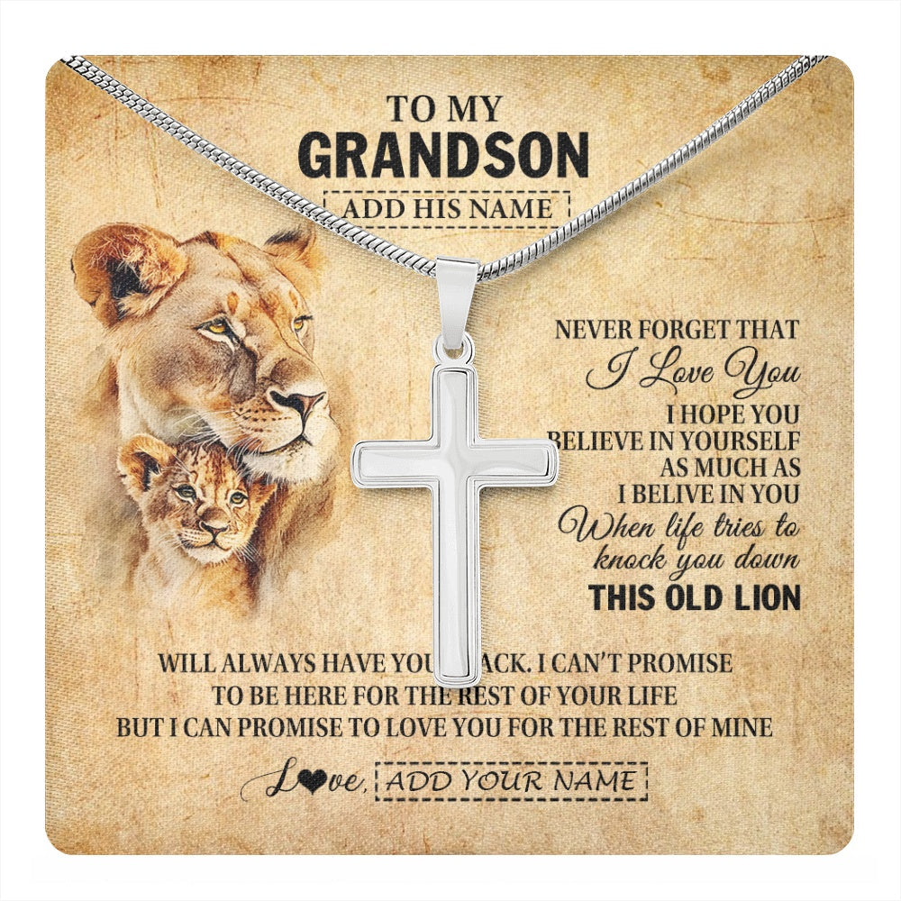 Personalized To My Grandson Gifts From Grandma Nana Lion Necklace I Love You Grandson Birthday Gifts Graduation Christmas Customized Gift Box Message Card