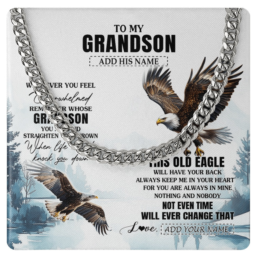 Personalized To My Grandson Gifts Necklace From Grandma Papa Whenever Eagle Unique Birthday Gifts For Grandson Christmas Custom Keepsake Gift Box Message Card