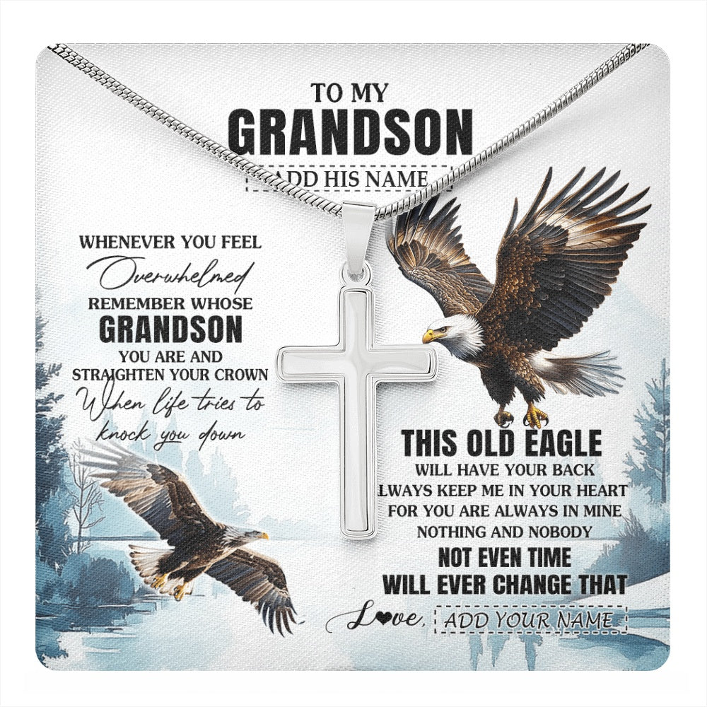 Personalized To My Grandson Gifts Necklace From Grandma Papa Whenever Eagle Unique Birthday Gifts For Grandson Christmas Custom Keepsake Gift Box Message Card