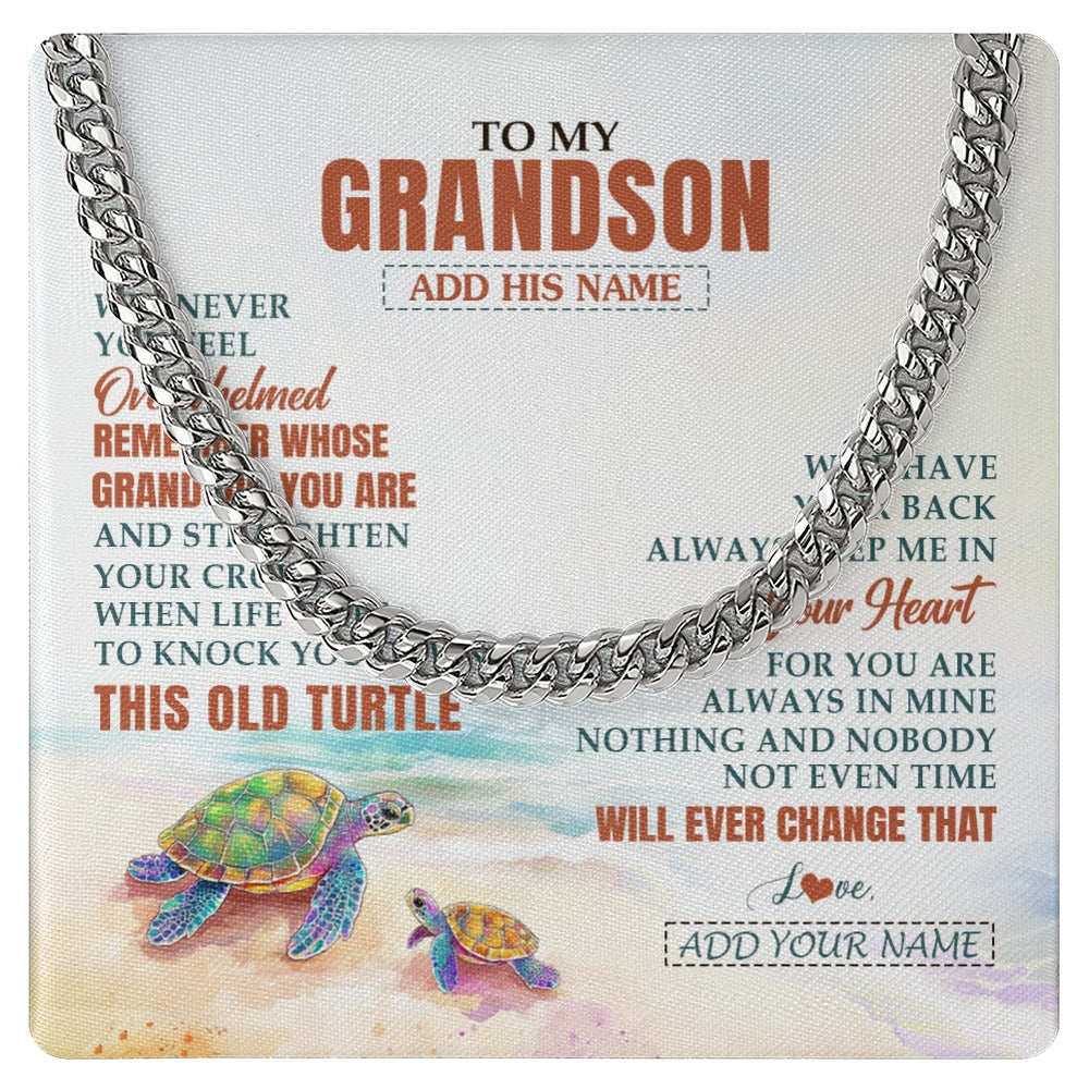 Personalized To My Grandson Gifts Necklace From Grandma Papa Whenever Turtle Unique Birthday Gifts For Grandson Graduation Christmas Gift Box Message Card