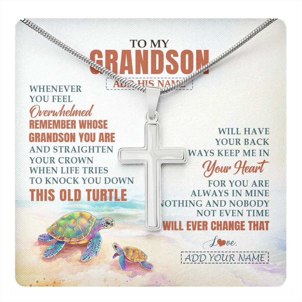 Personalized To My Grandson Gifts Necklace From Grandma Papa Whenever Turtle Unique Birthday Gifts For Grandson Graduation Christmas Gift Box Message Card