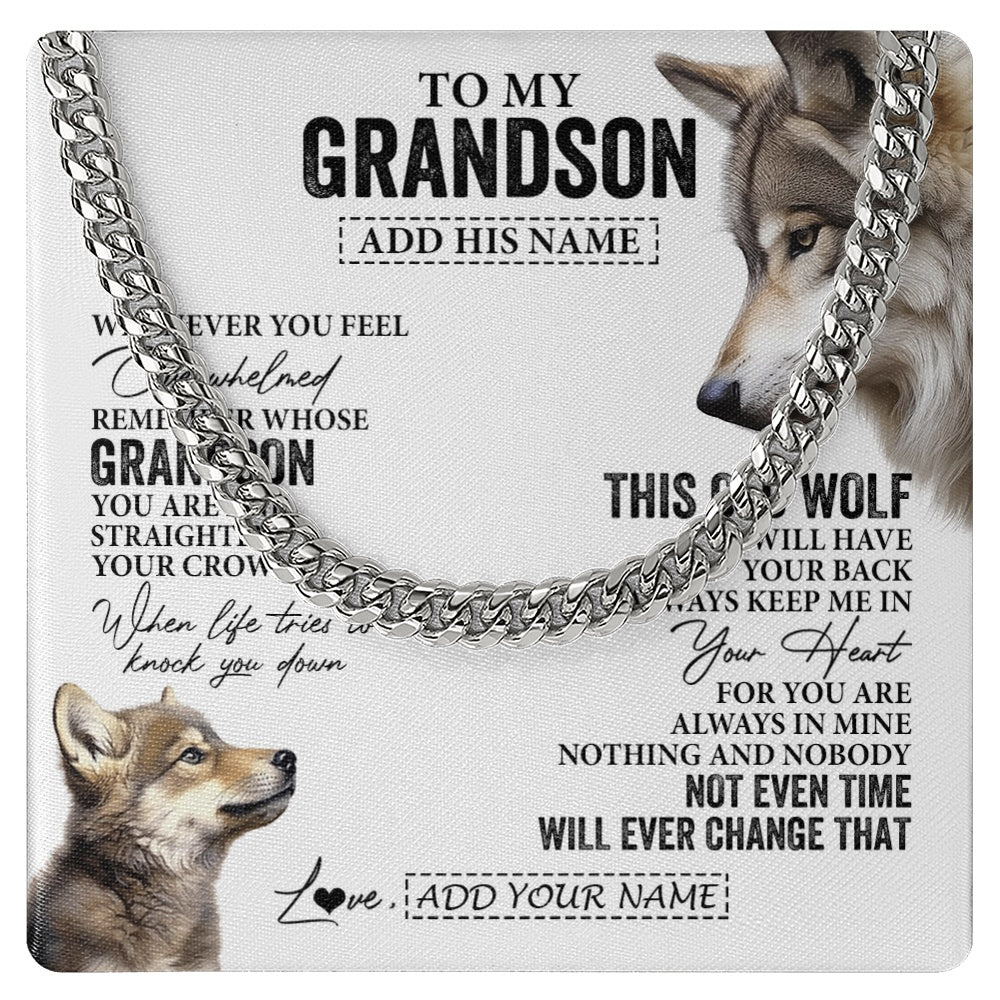 Personalized To My Grandson Gifts Necklace From Grandma Papa Whenever Wolf Unique Birthday For Grandson Graduation Christmas Custom Gift Box Message Card