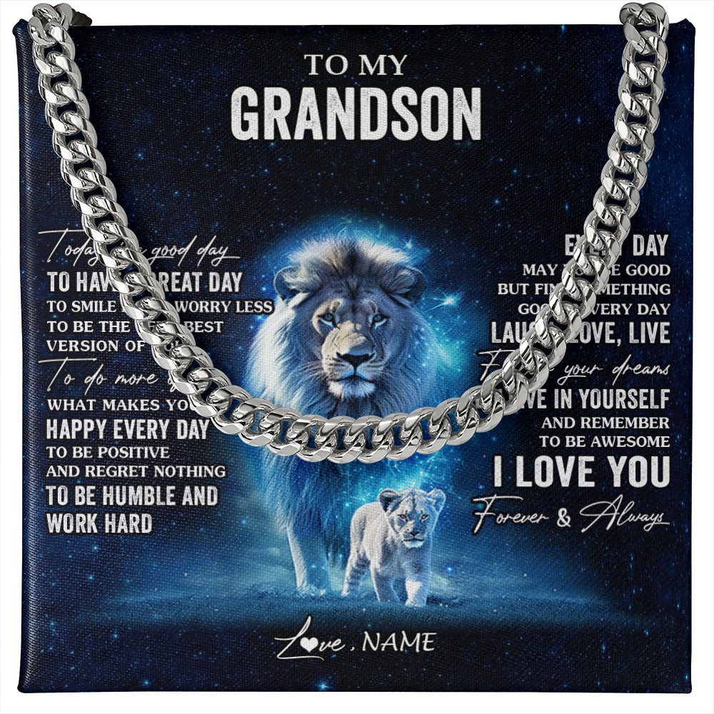 Personalized To My Grandson Lion Necklace From Papa Grandpa Today Is A Good Day Grandson Gifts Birthday Graduation Christmas Customized Gift Box Message Card