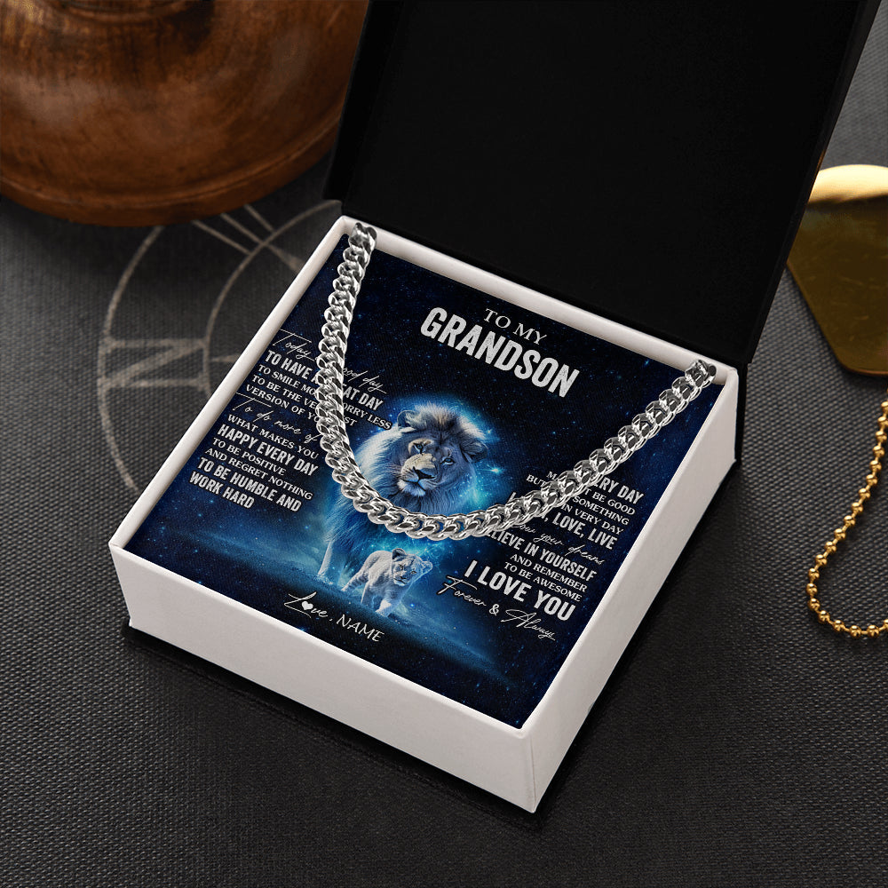 Personalized To My Grandson Lion Necklace From Papa Grandpa Today Is A Good Day Grandson Gifts Birthday Graduation Christmas Customized Gift Box Message Card