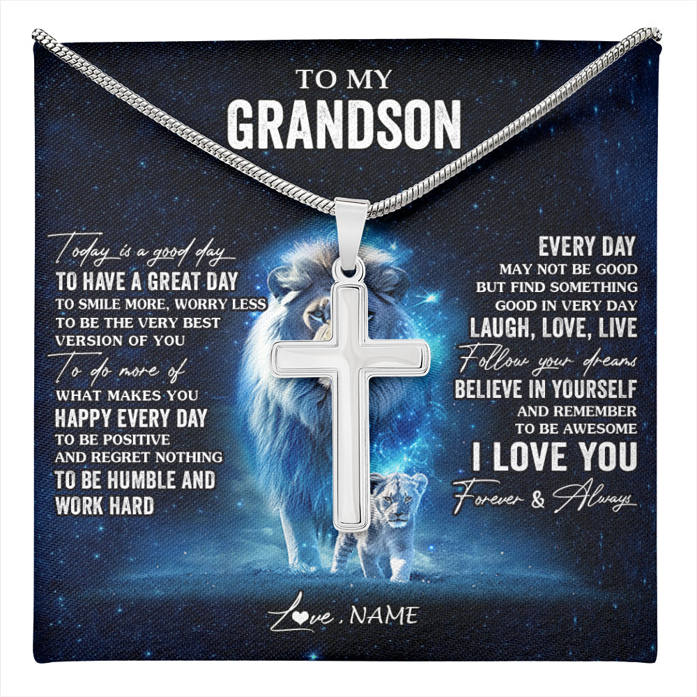 Personalized To My Grandson Lion Necklace From Papa Grandpa Today Is A Good Day Grandson Gifts Birthday Graduation Christmas Customized Gift Box Message Card