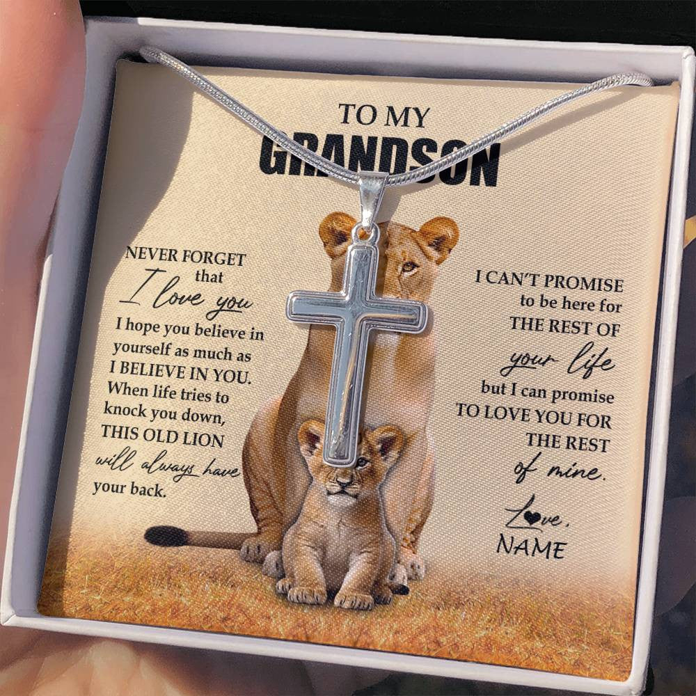 Personalized To My Grandson Necklace From Grandma Lion Never Forget That I Love You Grandson Jewelry Birthday Gifts Christmas Customized Message Card