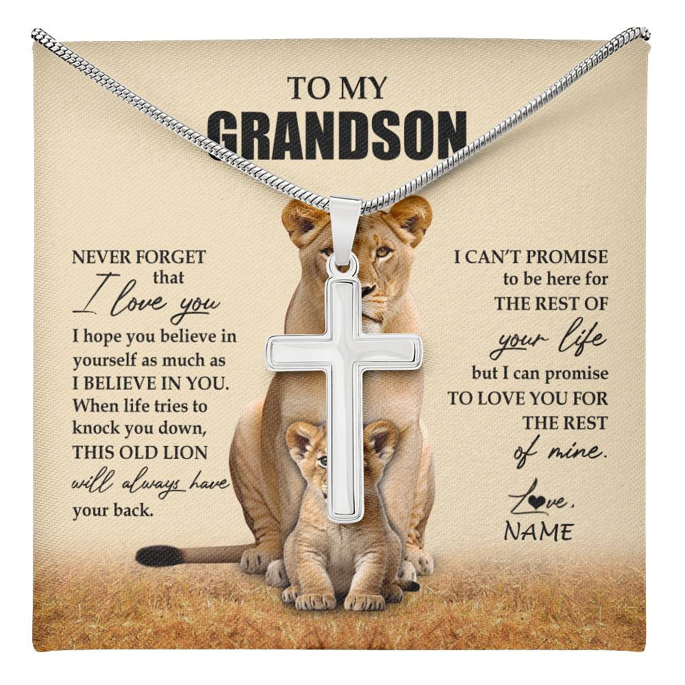Personalized To My Grandson Necklace From Grandma Lion Never Forget That I Love You Grandson Jewelry Birthday Gifts Christmas Customized Message Card