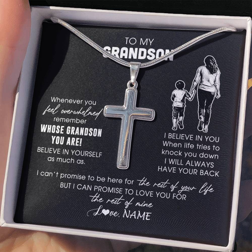 Personalized To My Grandson Necklace From Grandma Mimi Whenever You Feel Overwhelmed Grandson Jewelry Birthday Christmas Customized Gift Box Message Card