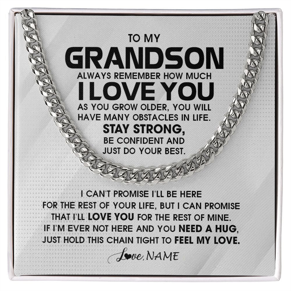 Personalized To My Grandson Necklace From Grandma Papa Always Remember I Love You Grandson Birthday Graduation Christmas Customized Gift Box Message Card