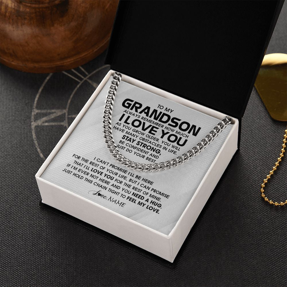 Personalized To My Grandson Necklace From Grandma Papa Always Remember I Love You Grandson Birthday Graduation Christmas Customized Gift Box Message Card