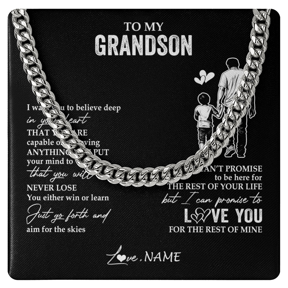 Personalized To My Grandson Necklace You Will Never Lose From Papa Grandpa Grandson Birthday Gifts Graduation Christmas Customized Gift Box Message Card