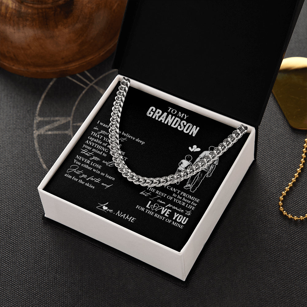 Personalized To My Grandson Necklace You Will Never Lose From Papa Grandpa Grandson Birthday Gifts Graduation Christmas Customized Gift Box Message Card
